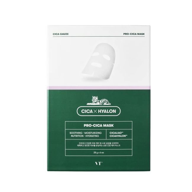 VT COSMETICS PRO CICA Mask (6Pcs) - Sheet Mask | Hyalon Mask | Moisturizing mask | Centella Asiatica Extract | CICA Pair | Acne care | Korean Skin Care