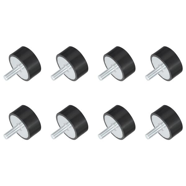 uxcell M8 Thread Rubber Mount Vibration Isolator Studded Cylindrical Shock Absorber 40x20mm 8pcs