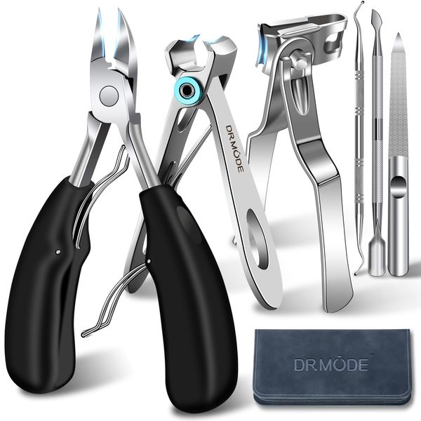 Toenail Clippers for Seniors Thick Toenails - Wide Jaw Opening Large Toe Nail Clippers for Thick Ingrown Nails, Professional Sharp Heavy Duty Nail Clipper Cutter for Mens Seniors with Leather Case