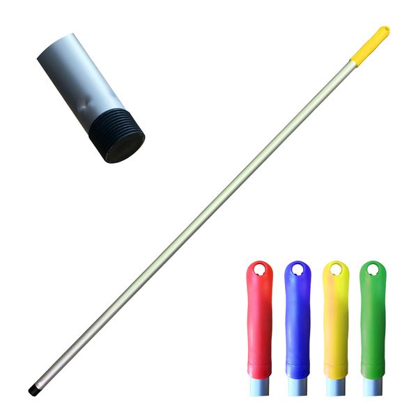 Colour Coded Mop and Broom Handle Replacement – 120cm Long Aluminium Mop and Broom Handle Screw End, Interchangeable Handle That Fits Most Broom and Mop Head −Mop Handle Only (Yellow)