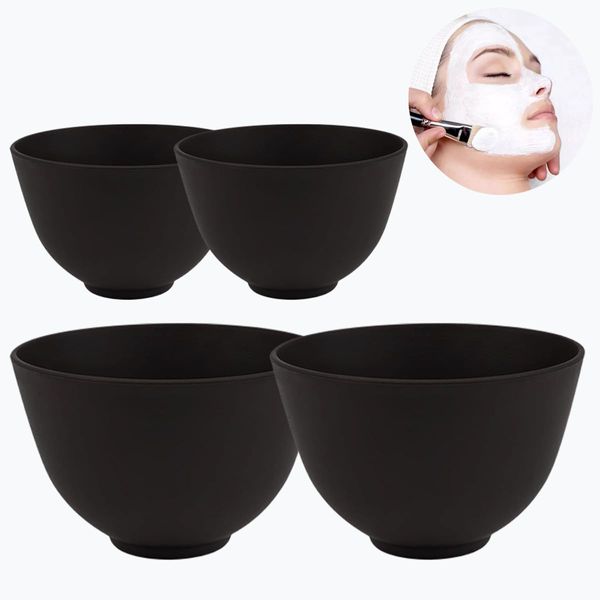 Rowcay 4 Pieces DIY Mask Mixing Bowls, Silicone Mask Mixing Bowl Set, Reusable Mask Bowls, For Salon Spa or Home Beauty Tools (2 Large 2 Medium)