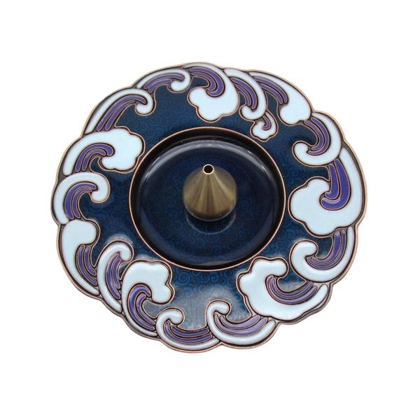 [50% (half price) off coupon distributed] Incense holder, large wave design saucer, round shape, Mt. Fuji color, incense stick for sticks (cone type)