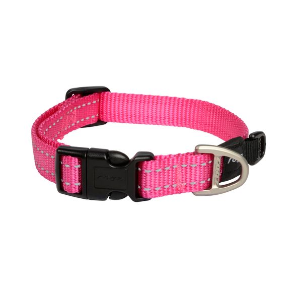 Rogz Utility Medium 5/8-Inch Reflective Snake Dog Collar, Pink