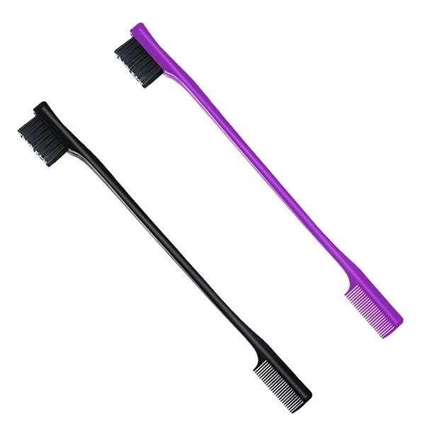 Hair Edge Brush, 2 Pcs Double Sided Control Hair Brushes, 2 in 1 Hair Edge Control Brush, Dual Ended Hair Comb Brush