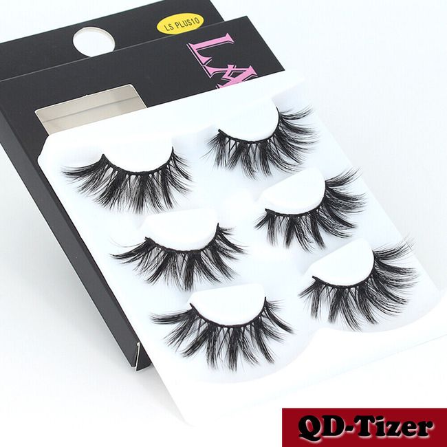 6 Pairs Black Long Thick Cross 5D False Eyelashes Natural Soft Makeup Eye Lashes