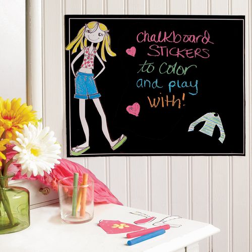 Wallies Peel and Stick Ruby Dress-Up Doll Chalkboard Wall Decal, 14-1/2-inch by 12-inch