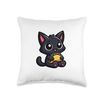 Black Cat Taco Pet Funny Food Throw Pillow
