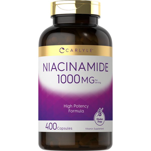 Niacinamide 1000mg | 400 Capsules | Non-GMO, Gluten Free Supplement | by Carlyle