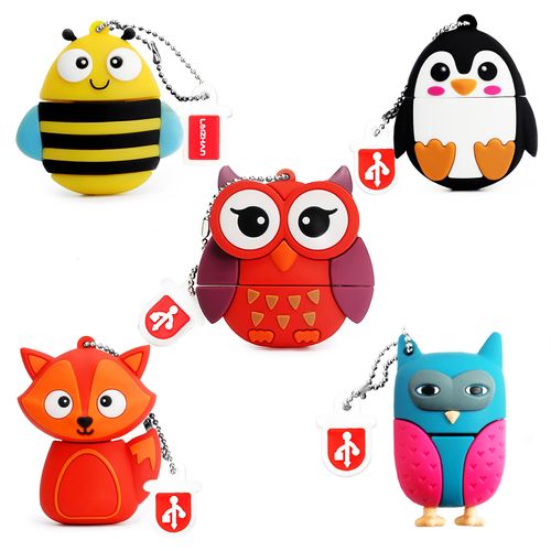 BORLTER CLAMP USB Flash Drive 5 Pack 16GB with Cute Animal Pattern, Memory Stick Thumb Drive Gift for Students and Children