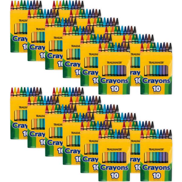 Trail maker 100 Pack Crayons Bulk for Kids, Classroom - Wholesale Bright Wax Coloring Crayons Party Favors in Bulk, 10 Per Box Art Set