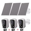 3Pcs 4MP Solar Wifi Security Camera Wireless 2-Way Audio Color Night Vision +64G