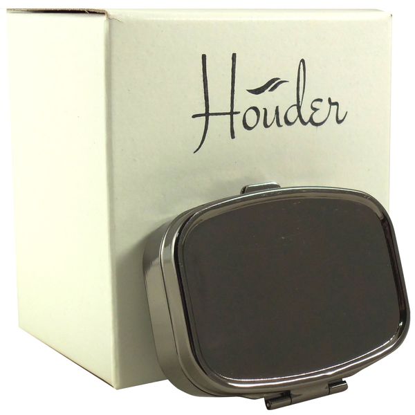 Houder Classy Gray Metal Pill Box Decorative Pill Case with Gift Box - Carry Your Meds in Style (Rectangular)