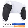 eXtremeRate Back Bottom Black Performance Rubberized Grip Custom White Bottom Shell Compatible with ps5 Controller, Replacement Back Shell Cover