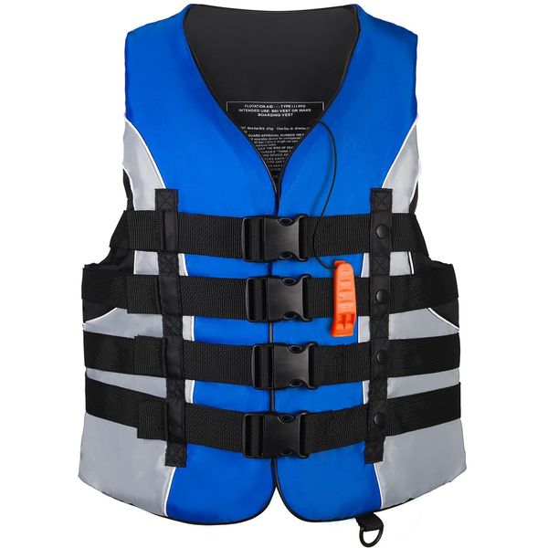 Leader Accessories Adult Universal Personal Flotation Device USCG Approved Life Jacket Vest (Blue, 2XL)