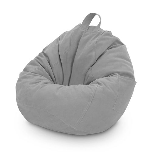 Trintion Bean Bag Chair Cover 90x110cm Storage Soft Toy No Filling Lazy Sofa Beanbag Stuffed Animal Chair Cover for Adult Kid Storage Stuffed Animal Soft Toy (Grey)