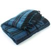 Hill Queen Vegan Wool Shawl Blanket - Stripe - Black Blue