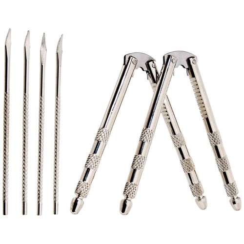 Chef Craft 21629-2PK Stainless Steel Set, 2 Nut Crackers and 4 Picks, White