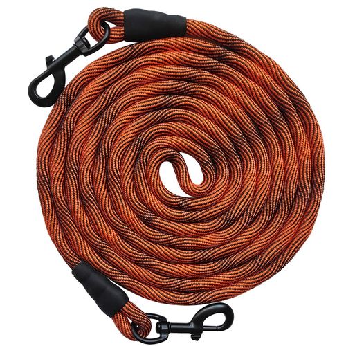 BTINESFUL Tie-Out Check Cord Long Rope Dog Leash, 8ft 12ft 20ft 30ft 50ft Recall Training Lead Leash- Great for Large Medium Small Dogs Training, Playing, Camping, or Backyard (20ft, Orange Black)
