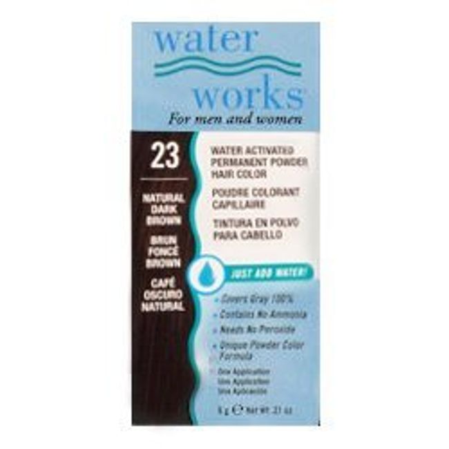 Water Works Permanent Powder Hair Color - #23 Natural Dark Brown .2 oz. (Pack of 2)