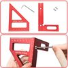 Woodworking Square Protractor, 3D Multi Angle Measuring Ruler, 45/90 Degree Aluminum Miter Triangle Ruler Scriber, High Precision Layout Multipurpose Measuring Tool for Engineer Carpenter (Red)