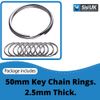 Steel Key Ring Hoops - 50mm Round Flat Key Chains - Pack of 100