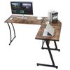 L-Shaped Corner Desk Computer Gaming Desk PC Table Writting Table Office Brown