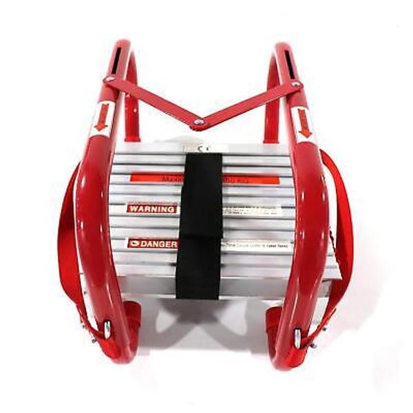 Portable Fire Ladder 2 Story Emergency Escape Ladder 15 Ft with Wide Steps V ...