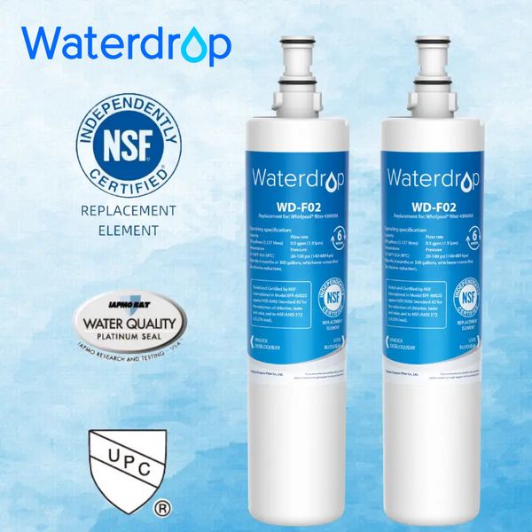 Waterdrop 4396508 Refrigerator Water Filter, Replacement for 4396508, 4396510(2)
