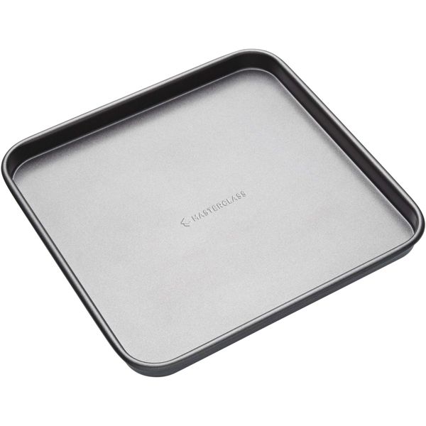 MasterClass KCMCHB70 Square Baking Tray with PFOA Non Stick, Robust 1 mm Carbon Steel, 26 x 26 cm, Grey