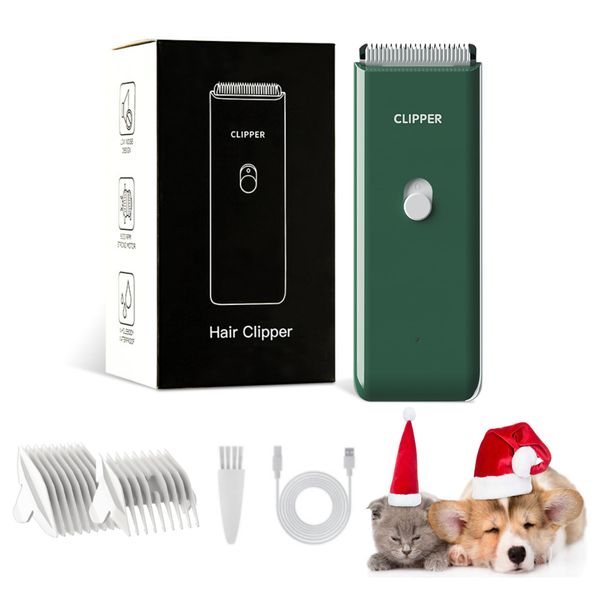 Founouly Professional Household Waterproof Low Noise Pet Hair Clippers Electric USB Rechargeable Painless Grooming Tools Hair Grooming Trimmer for Small Medium Dog Cat AP005 Green