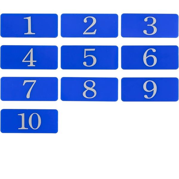 Plastic Rectangle Locker Numbered Sticker Room Number Table Number (1-10, Blue)