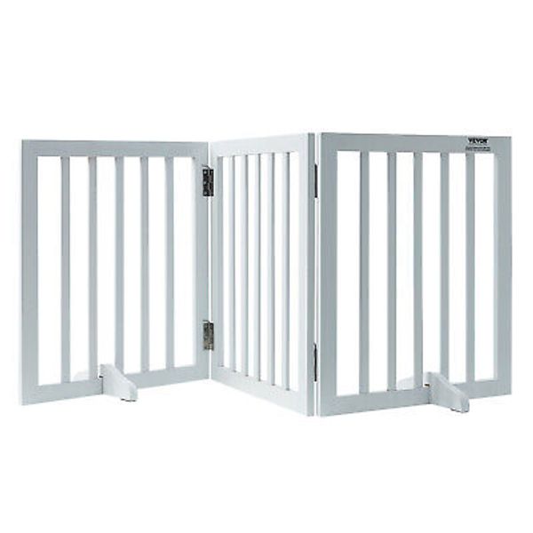 VEVOR 20"-60" Pets Dog Cat Baby Gate Doorway Expandable Barrier Wood Fence White