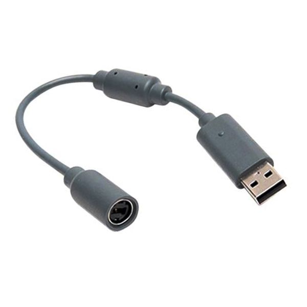 DelTex® Grey Breakaway USB Cable Lead Adapter For Xbox 360 Wired Controller