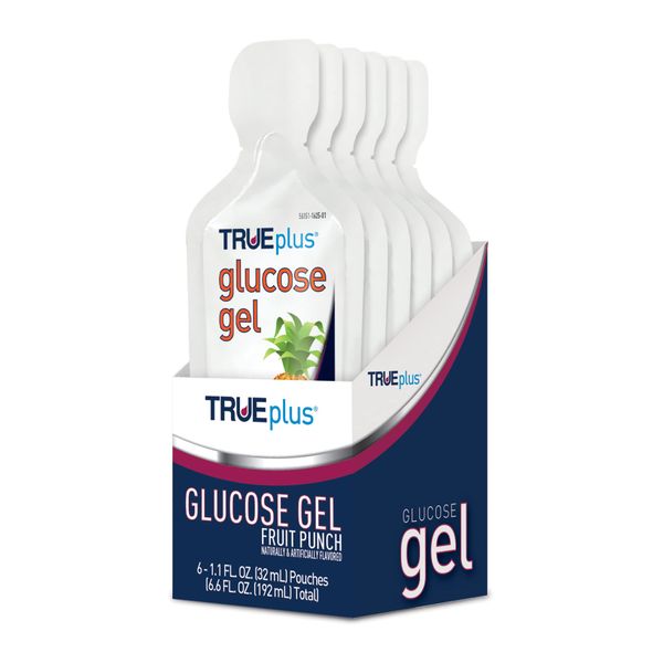 TRUEplus® Glucose Gel, Fruit Punch Flavor - Gel Pouch - 6 Pack