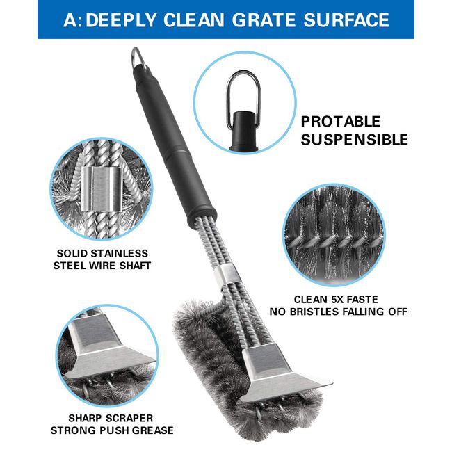 Bristle-free Grill Cleaning Brush, Stainless Steel Grill Scraper