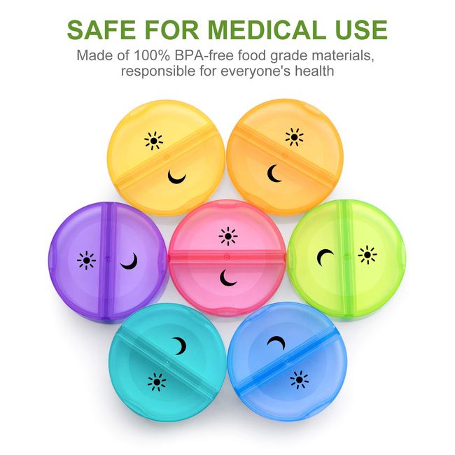 Ezy Dose Weekly (7-Day) AM/PM Pill Organizer, Large Push Button  Compartments, 2 Times a Day, Rainbow