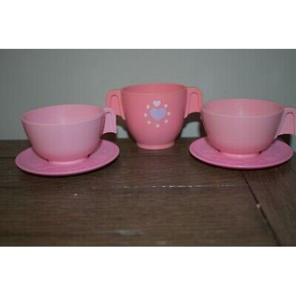 Fisher Price Fun with Food Tea Set Pretend Play Pink plates,cups Sugar  lot 5