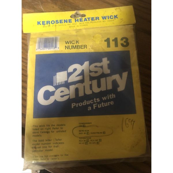 21st Century Model 113 Fiberglass Kerosene Heater Wick New In Package