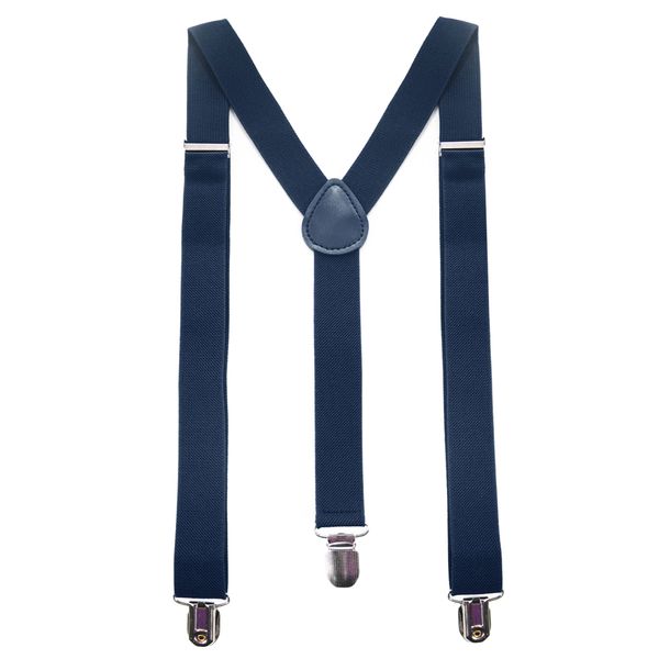 JEMYGINS Navy Blue Mens Suspender with 3 Strong Clips Adjustable Braces(3)