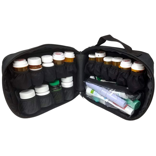 Starplus2 Extra-Large Padded Modular Locking Pill Bottle Organizer, Medicine Bag, Case, Carrier for Medications, Vitamins, and M