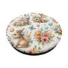 Kawaii Easter Egg Decor Flower Pattern Cute Bunny Rabbit PopSockets with Interchangeable PopGrip