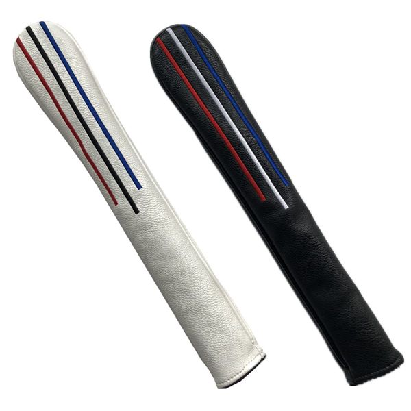 Golf Alignment Stick Cover for Tour Sticks, 2 Pack Colorful Embroidery Synthetic Leather Fresh Design (Black)