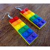 Long Colorful Lego Building Blocks Dangle Earrings by Pashal