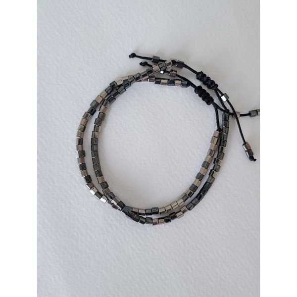 Black Bead String Bracelet Anklet_Set of 2