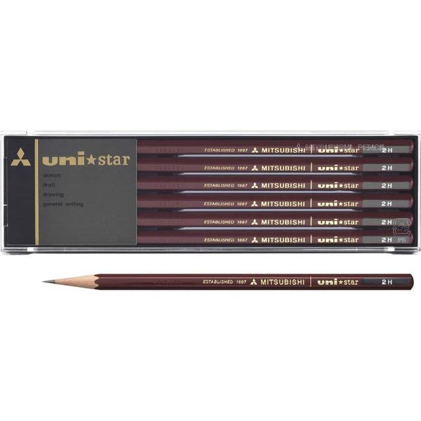 Mitsubishi Uni Star Japanese Graphite Pencils 2H 12 Pieces