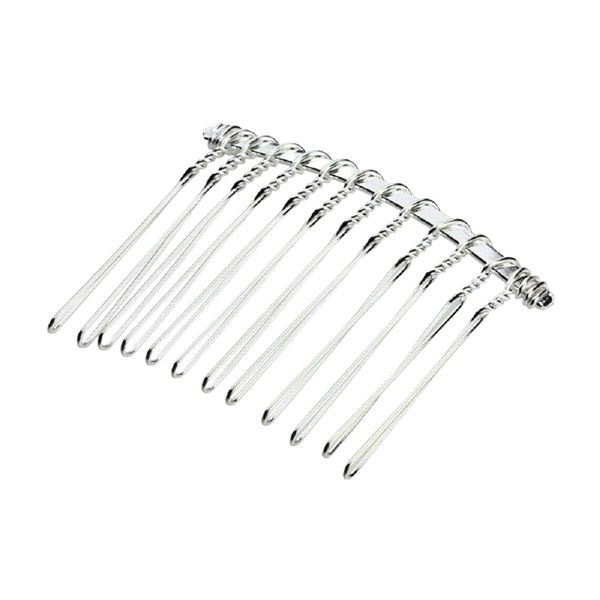 Silver Wire Tooth Metal Side Hair Comb Clip. (4cm (1.6") Silver)