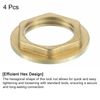 sourcing map G1/2 Pipe Fitting Hex Flange Lock Nut Locknut Female Threaded Fastening Thin Nut for Plumbing Fixed, Brass 4Pcs