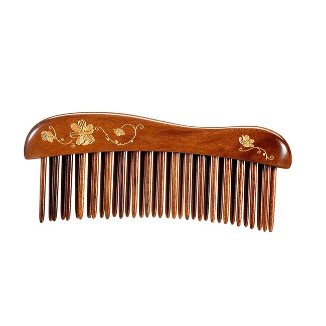 TAN MUJIANG Wooden Hair Comb Wide-tooth Inserted Teeth for Women Curly Hair (CQHGB0501)
