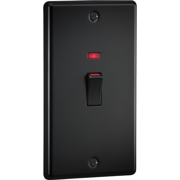 Knightsbridge 45A 2G DP Switch with neon - Matt Black