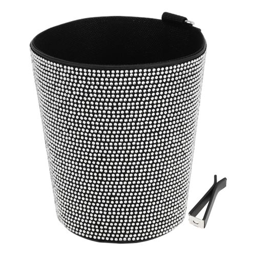 TUCKBOLD Car Trash Can Portable Air Conditioning Vent Trash Bin White 1 Pc 5.5" Length 4.3" Width 5.9" Height Faux Leather
